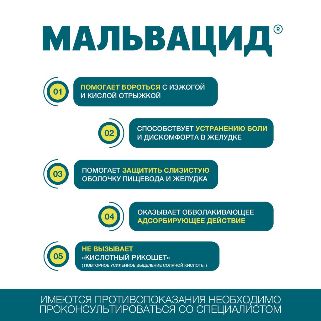 Мальвацид, 400мг+400мг, таблетки жевательные, без сахара мята, 24 шт.