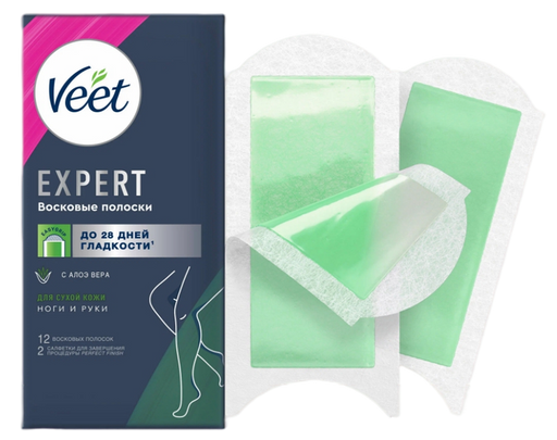 Veet Expert Восковые полоски для депиляции, для сухой кожи, 12 шт.