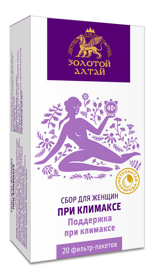 Золотой Алтай Сбор для женщин при климаксе, фиточай, противовоспалительный эффект, 1.5 г, 20 шт.