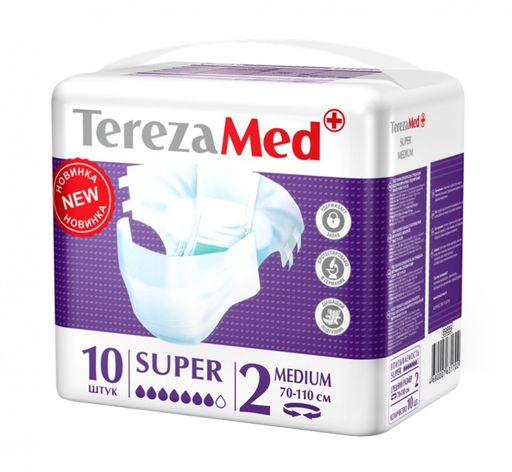 TerezaMed Super подгузники для взрослых ночные, Medium M (2), 70-110 см, 10 шт.