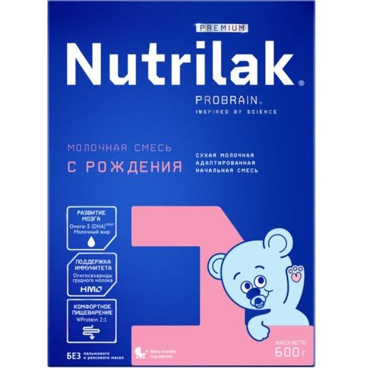 Nutrilak Premium+ 1 Смесь молочная 0-6 мес, смесь молочная сухая, 600 г, 1 шт.