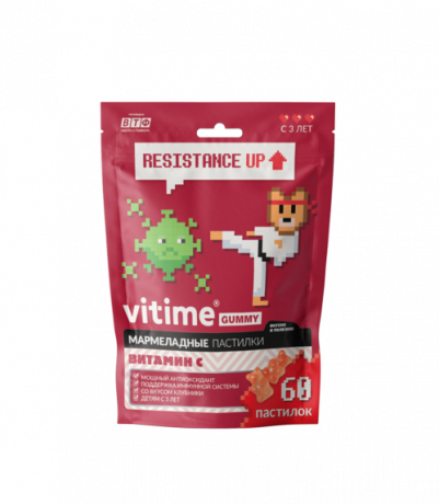 Vitime Gummy Витамин С, пастилки мармеладные, клубника, 60 шт.