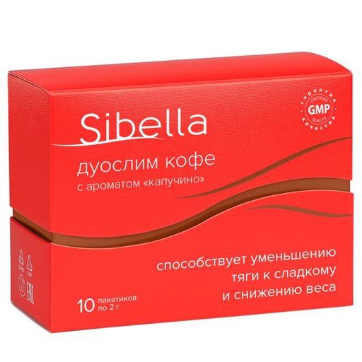 Sibella Дуослим кофе с ароматом капучино, порошок, 2 г, 10 шт.