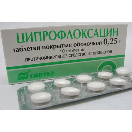 Ципрофлоксацин, 250 мг, таблетки, покрытые пленочной оболочкой, 10 шт.