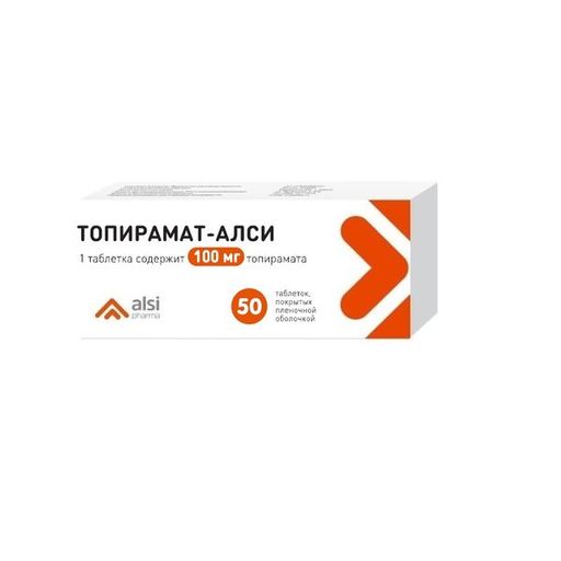 Топирамат-Алси, 100 мг, таблетки, покрытые пленочной оболочкой, 50 шт.