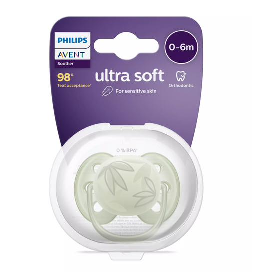 Philips Avent Ultra soft пустышка силиконовая, 0-6 месяцев, SCF092/02, с футляром, 1 шт.